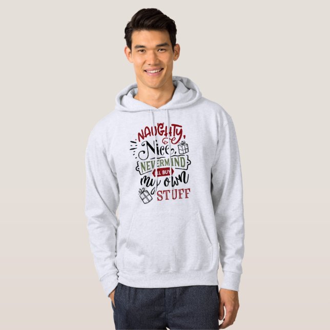 Naughty Nice - Köp min egen Saker - Fin jul Hoodie (Hel framsida)