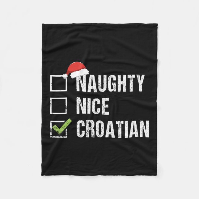 Naughty Nice-kroatiska julklapp för Kroatien Fleecefilt (Framsidan)