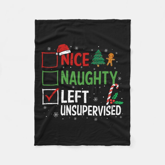 Naughty Nice Lämnade oövervakad julpajamas S Fleecefilt (Framsidan)