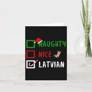 Naughty Nice Latvian Funny Lettland jultomten Kort