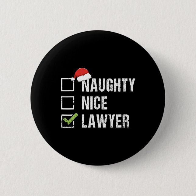 Naughty Nice Lawyer Santa Hat Law julklapp Knapp (Framsida)