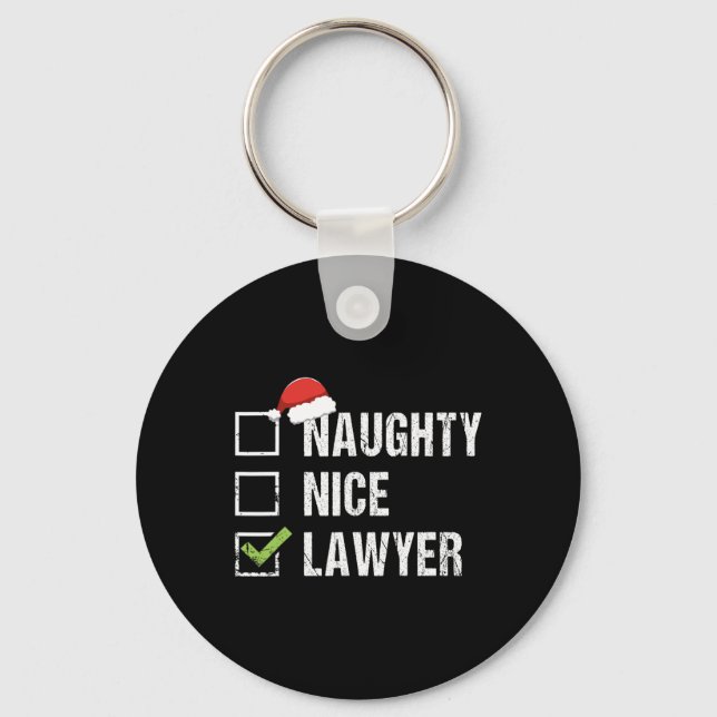 Naughty Nice Lawyer Santa Hat Law julklapp Nyckelring (Framsida)
