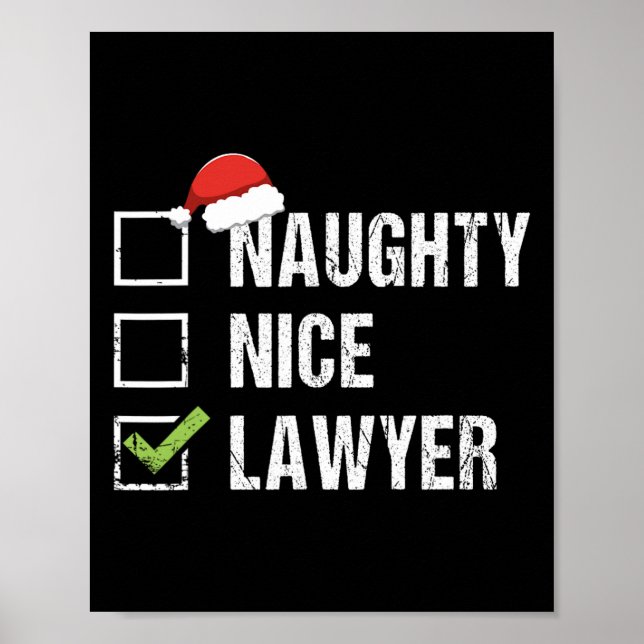 Naughty Nice Lawyer Santa Hat Law julklapp Poster (Framsidan)