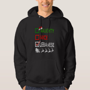 Naughty Nice Libanese jul Pajamas Funny Sant Hoodie
