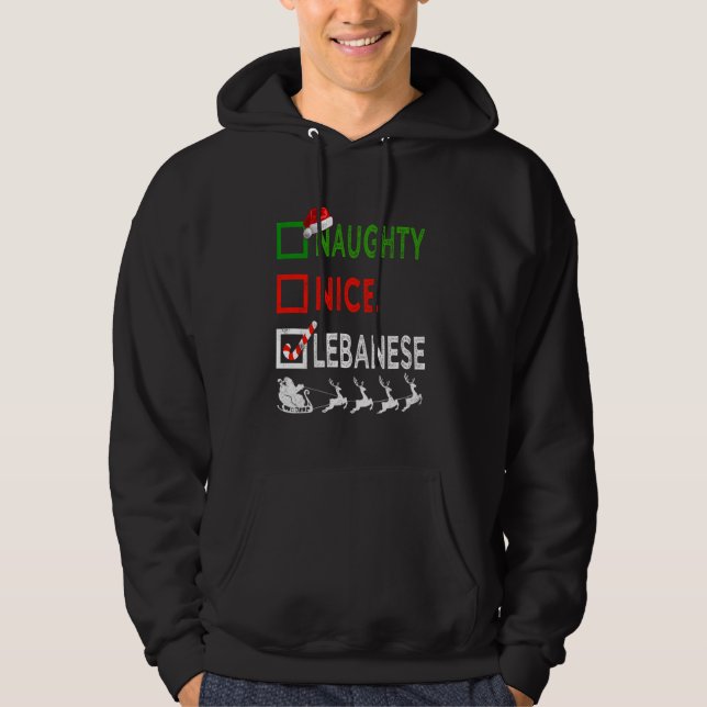 Naughty Nice Libanese jul Pajamas Funny Sant Hoodie (Framsida)