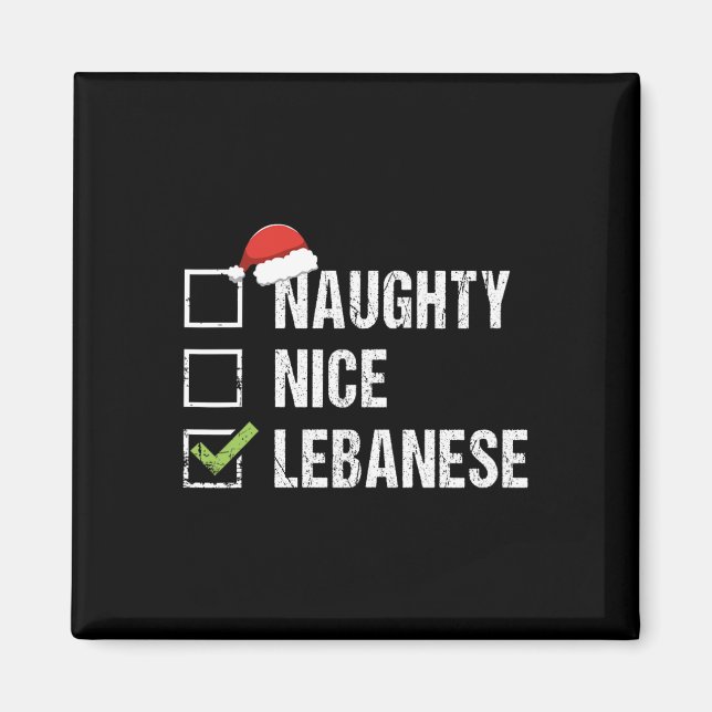 Naughty Nice Libanese Libanese Santa jul Gift Magnet (Framsidan)