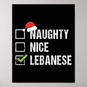 Naughty Nice Libanese Libanese Santa jul Gift Poster
