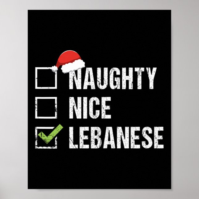 Naughty Nice Libanese Libanese Santa jul Gift Poster (Framsidan)