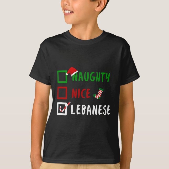 Naughty Nice Libanese Lundny Libanesisk jul Sant T Shirt (Framsida)