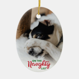 Naughty Nice List Hund 2 Photo Julgransprydnad Keramik