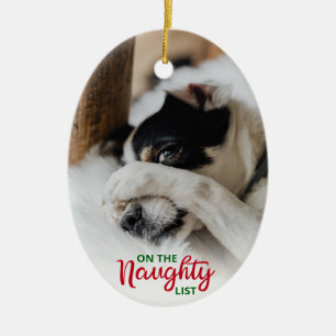 Naughty Nice List Hund 2 Photo Julgransprydnad Keramik