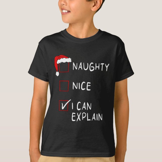 Naughty Nice list jag kan förklara Julafton Manar  T Shirt (Framsida)