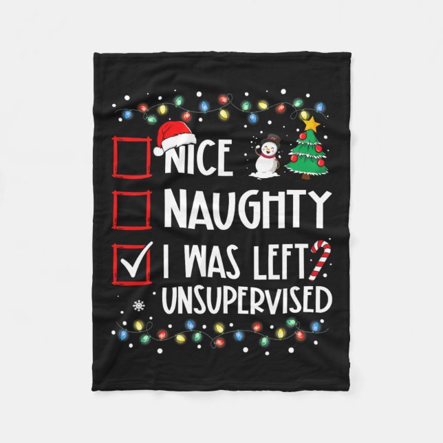 Naughty Nice List Lämnades oövervakad jul Fleecefilt (Framsidan)