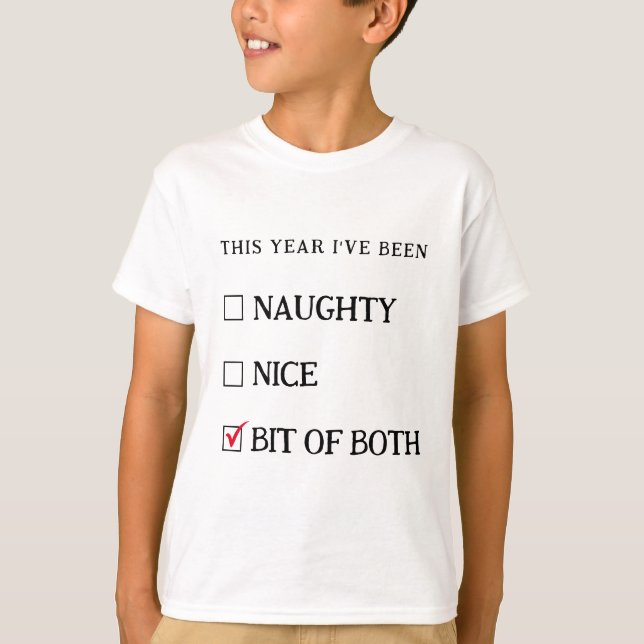 Naughty Nice List Ludny Kute Jul Kids' T Shirt (Framsida)