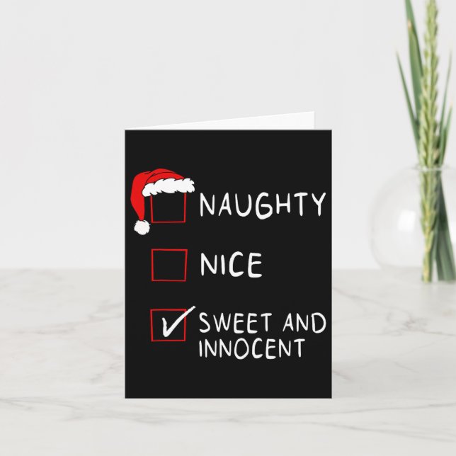 Naughty Nice List Sweet Innocent Julafton Manar Wo Kort (Framsida)