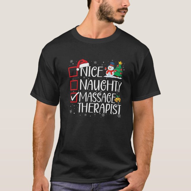 Naughty Nice-massage Therapist jul Funny San T Shirt (Framsida)