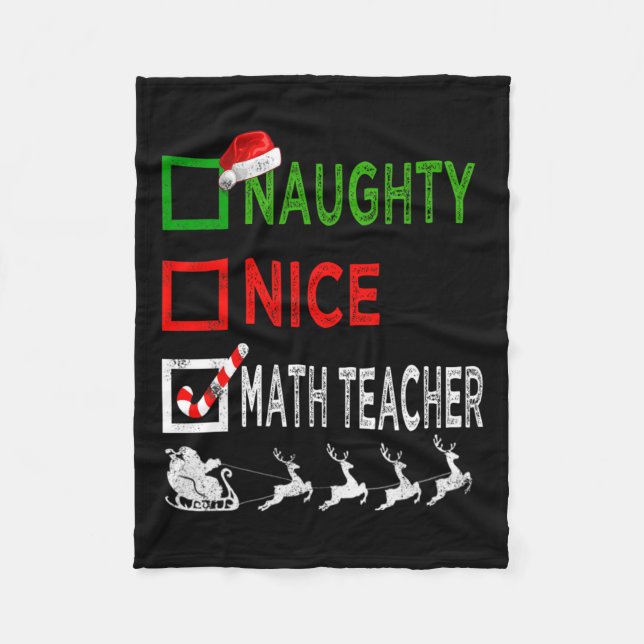 Naughty Nice Math Teacher jul Pajamas Funny Fleecefilt (Framsidan)