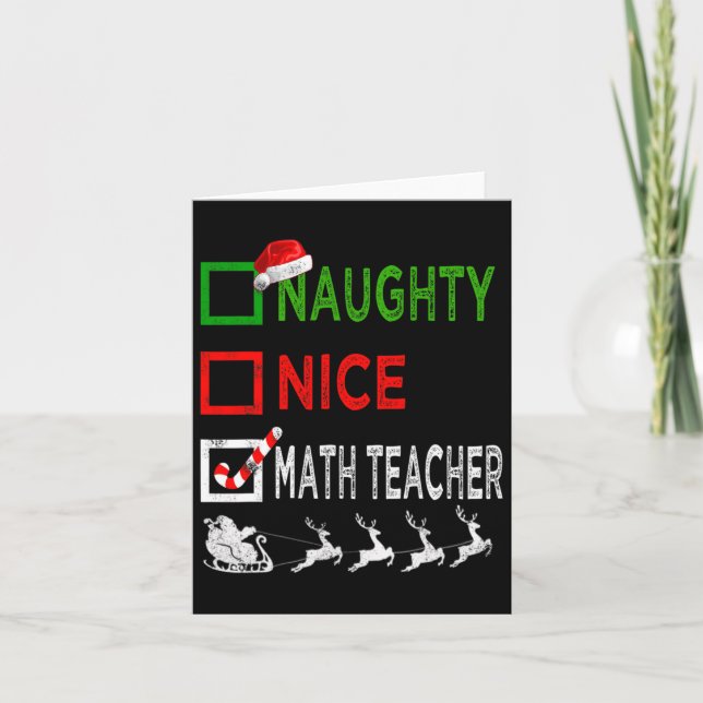 Naughty Nice Math Teacher jul Pajamas Funny Kort (Framsida)