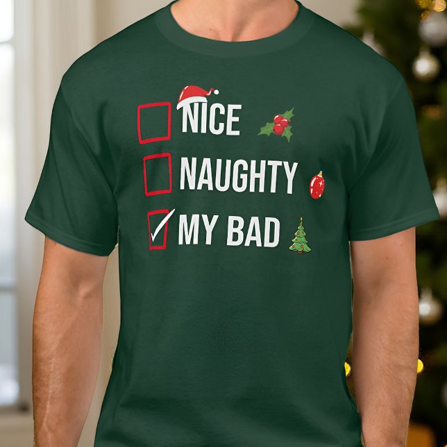 Naughty Nice Min usla jul T Shirt (Skapare uppladdad)