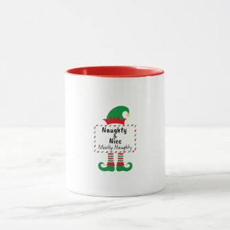 Naughty Nice Mostly Naughty Elf Funny Xmas Mug Mugg