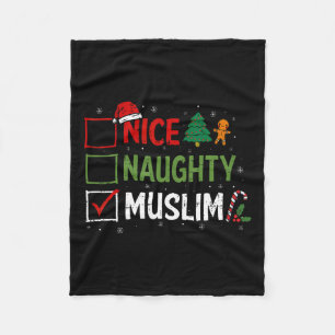 Naughty Nice Muslim jul Pajamas Jultomten Fleecefilt