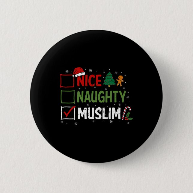 Naughty Nice Muslim jul Pajamas Jultomten Knapp (Framsida)