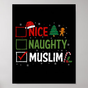 Naughty Nice Muslim jul Pajamas Jultomten Poster