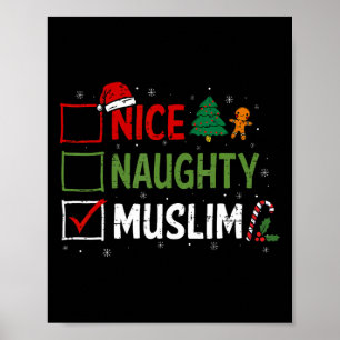 Naughty Nice Muslim jul Pajamas Jultomten Poster