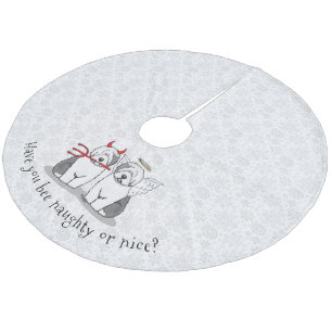 Naughty & Nice Old English Sheepdog (Grått 1) Julgransmatta Fleece