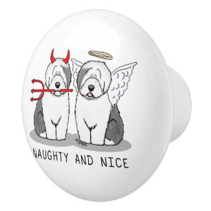 Naughty & Nice Old English Sheepdog (Grått 1) Knopp