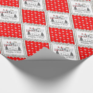 Naughty & Nice Old English Sheepdog (Grått 1) Presentpapper