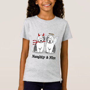 Naughty & Nice Old English Sheepdog (Grått 1) T Shirt