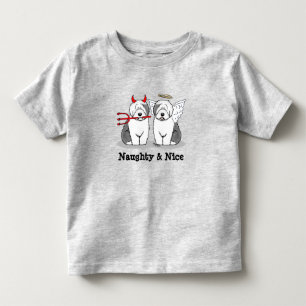 Naughty & Nice Old English Sheepdog (Grått 1) T Shirt