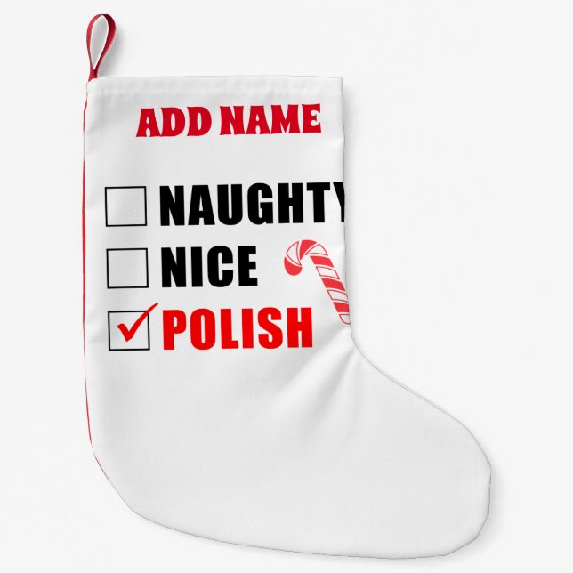 Naughty Nice Polska Personlig Liten Julstrumpa (Framsidan)