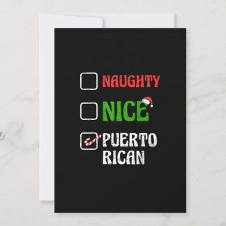 Naughty Nice Puertorican Santa Holiday Sweet Julkort
