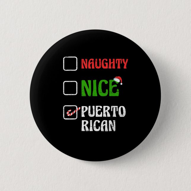 Naughty Nice Puertorican Santa Holiday Sweet  Knapp (Framsida)