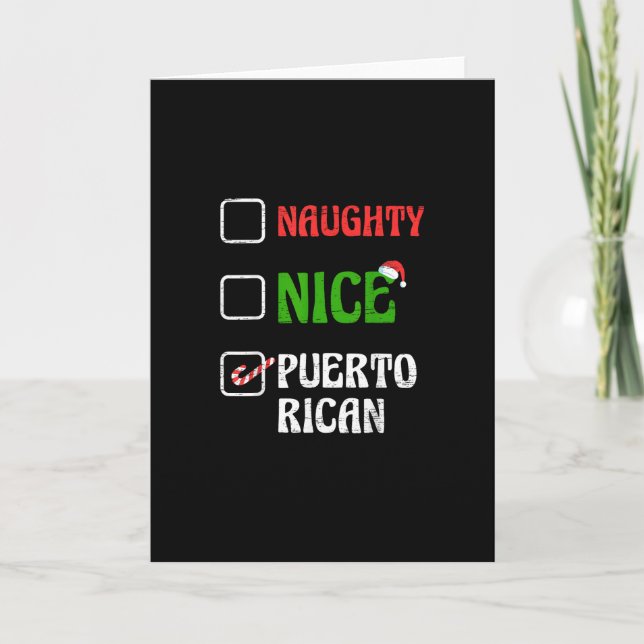 Naughty Nice Puertorican Santa Holiday Sweet Kort (Framsida)