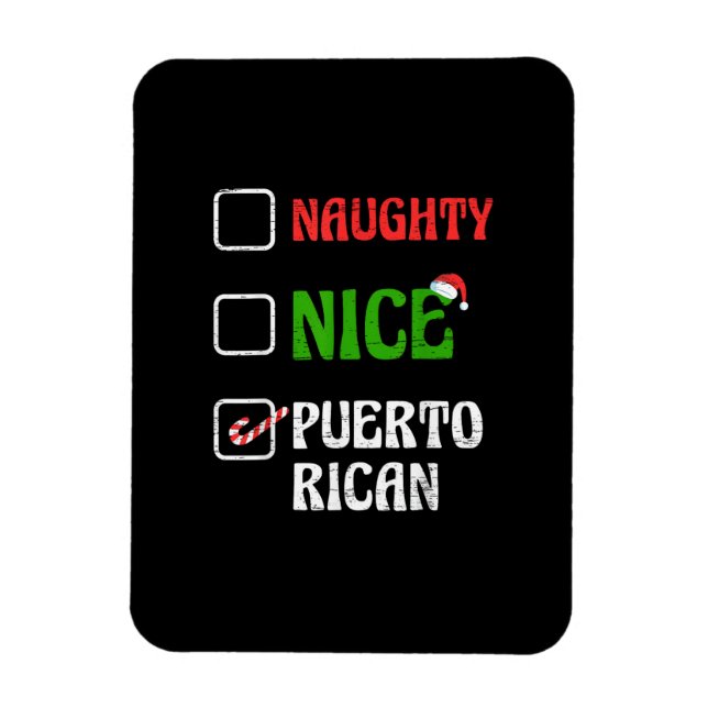 Naughty Nice Puertorican Santa Holiday Sweet  Magnet (Vertikal)
