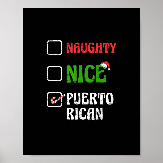 Naughty Nice Puertorican Santa Holiday Sweet  Poster (Framsidan)