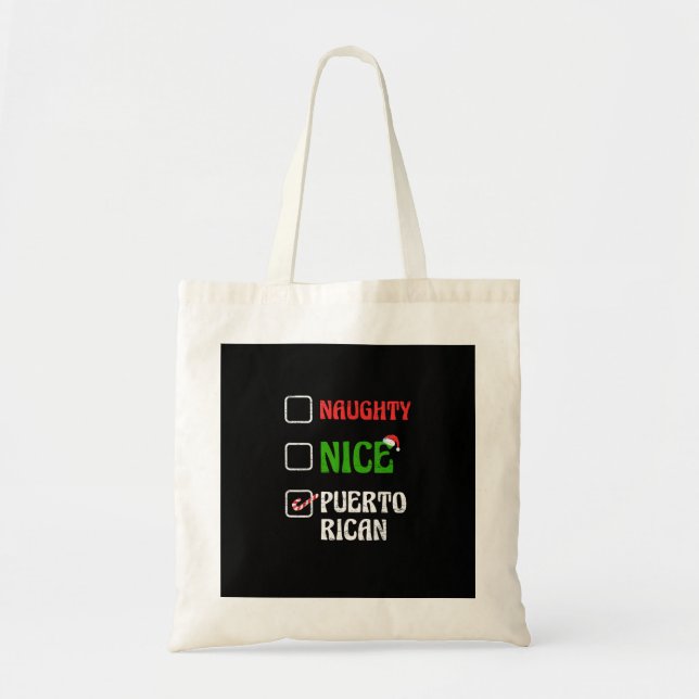 Naughty Nice Puertorican Santa Holiday SweTote Bag Tygkasse (Framsidan)