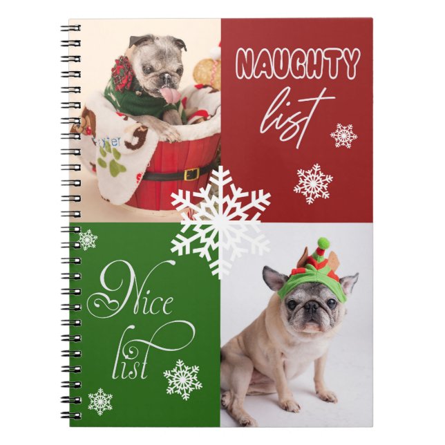 Naughty & Nice Pugs Anteckningsbok (Framsidan)