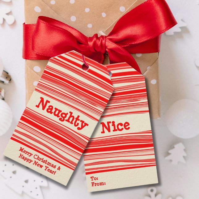 Naughty Nice Red Cream Peppermint Candy Presentetikett (Skapare uppladdad)