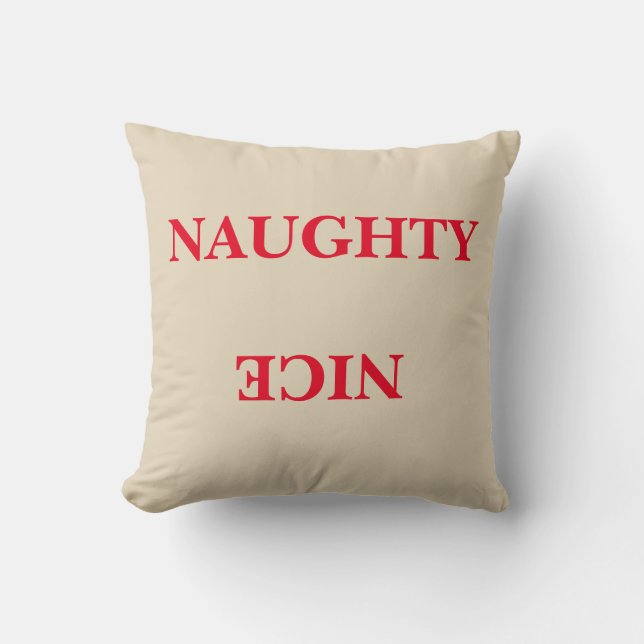 Naughty Nice Red Text-jul Kudde (Framsida)