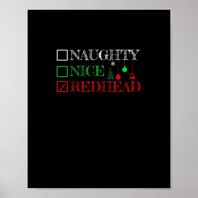 Naughty Nice Redhead Christmas Funny Holiday  Poster (Framsidan)