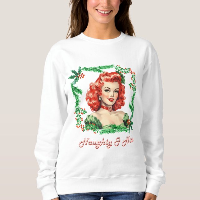 Naughty & Nice Retro-Pinupet T Shirt (Framsida)