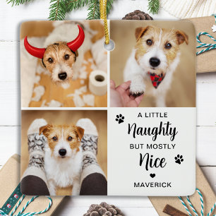 Naughty Nice Rolig hund 3 Pet Photo jul Julgransprydnad Keramik