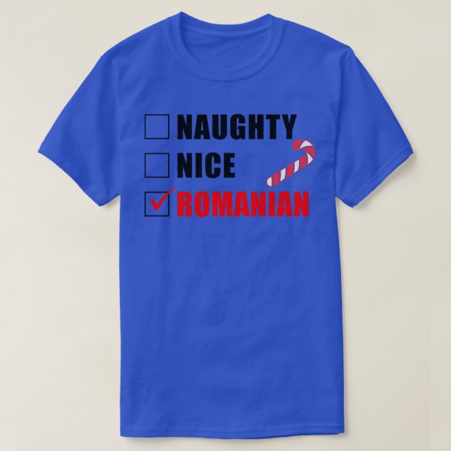 Naughty Nice Rumänska jultomten Candy cane T Shirt (Design framsida)