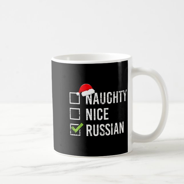 Naughty Nice Russian Shirt Santa Funny Russia Chri Kaffemugg (Höger)