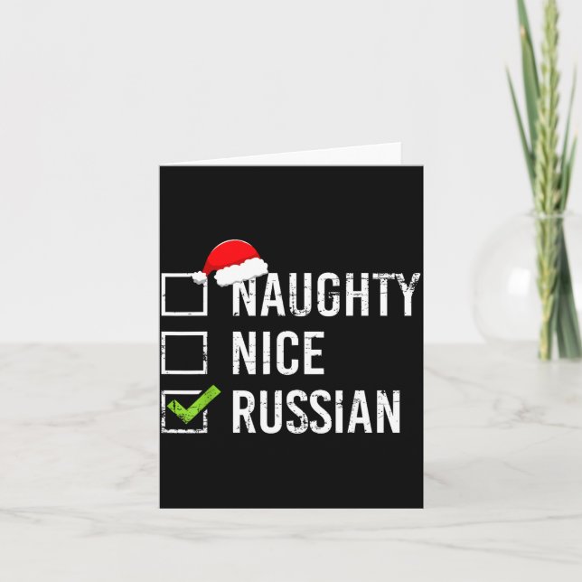 Naughty Nice Russian Shirt Santa Funny Russia Chri Kort (Framsida)