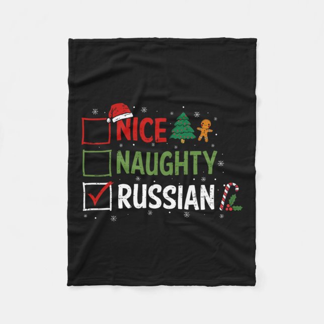Naughty Nice Rysk jul Pajamas Jultomten Fleecefilt (Framsidan)